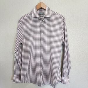 Michael Kors Maroon & White Plaid Button Down Size M